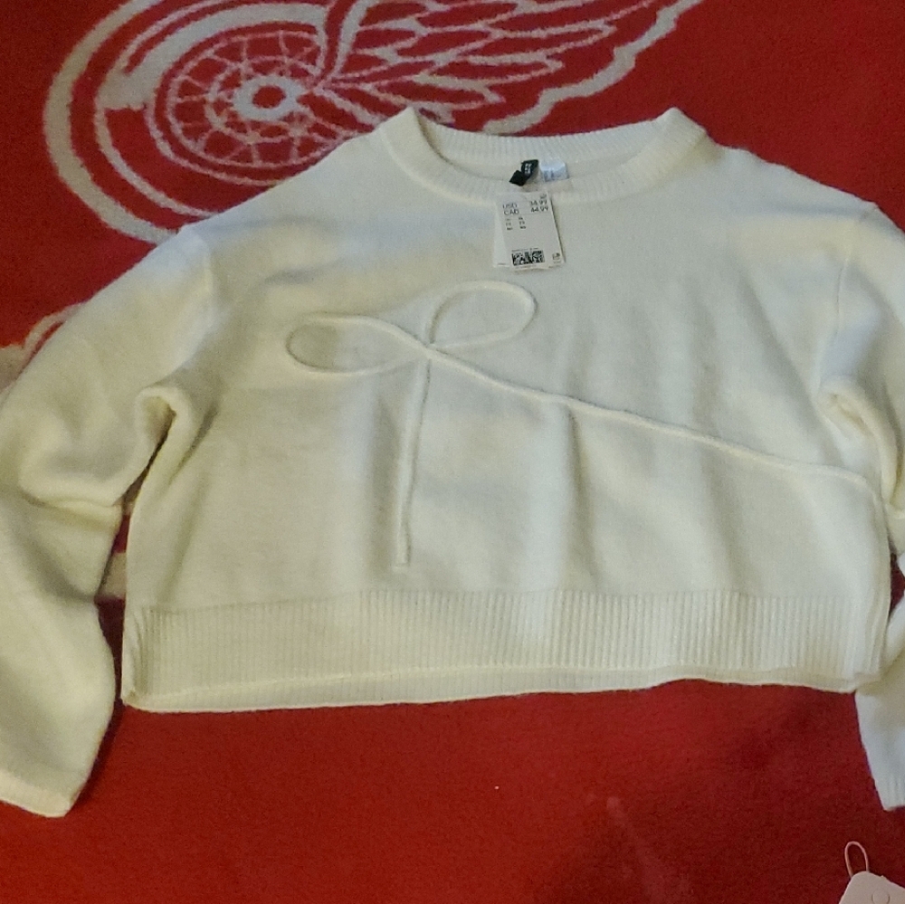Divided Cream Crew Neck Sweater H&M Womens XL NWT